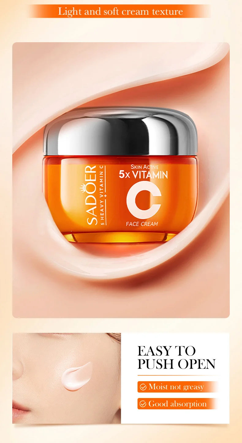 Crème Visage SADOER à la Vitamine C – Éclat & Hydratation pour les adolescentes