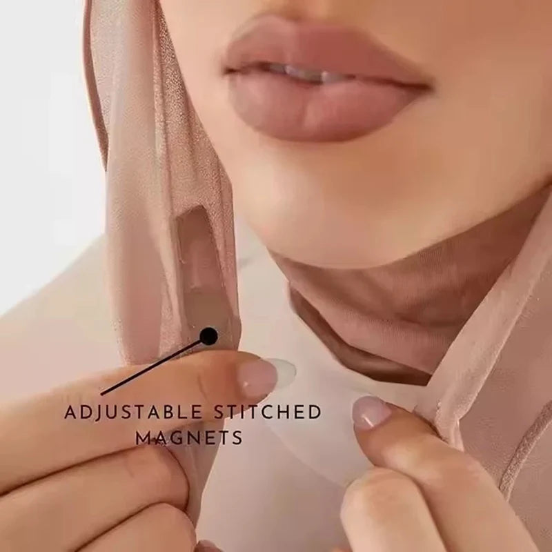 Hijab Instantané en Mousseline avec Aimants Intégrés – Facile à Porter