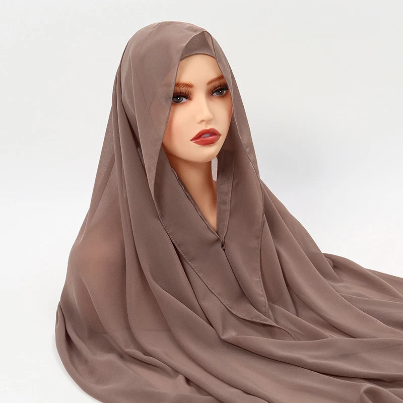 Hijab Instantané en Mousseline avec Aimants Intégrés – Facile à Porter