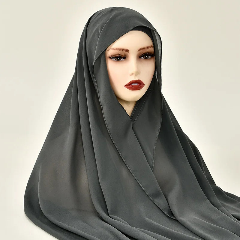 Hijab Instantané en Mousseline avec Aimants Intégrés – Facile à Porter