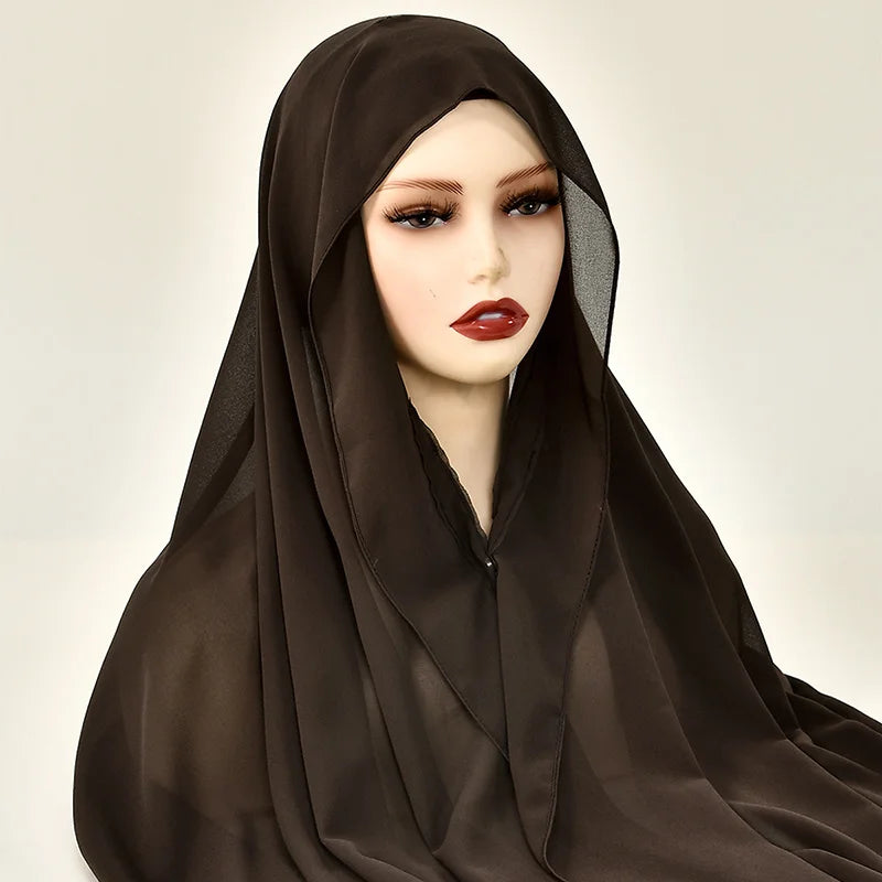 Hijab Instantané en Mousseline avec Aimants Intégrés – Facile à Porter