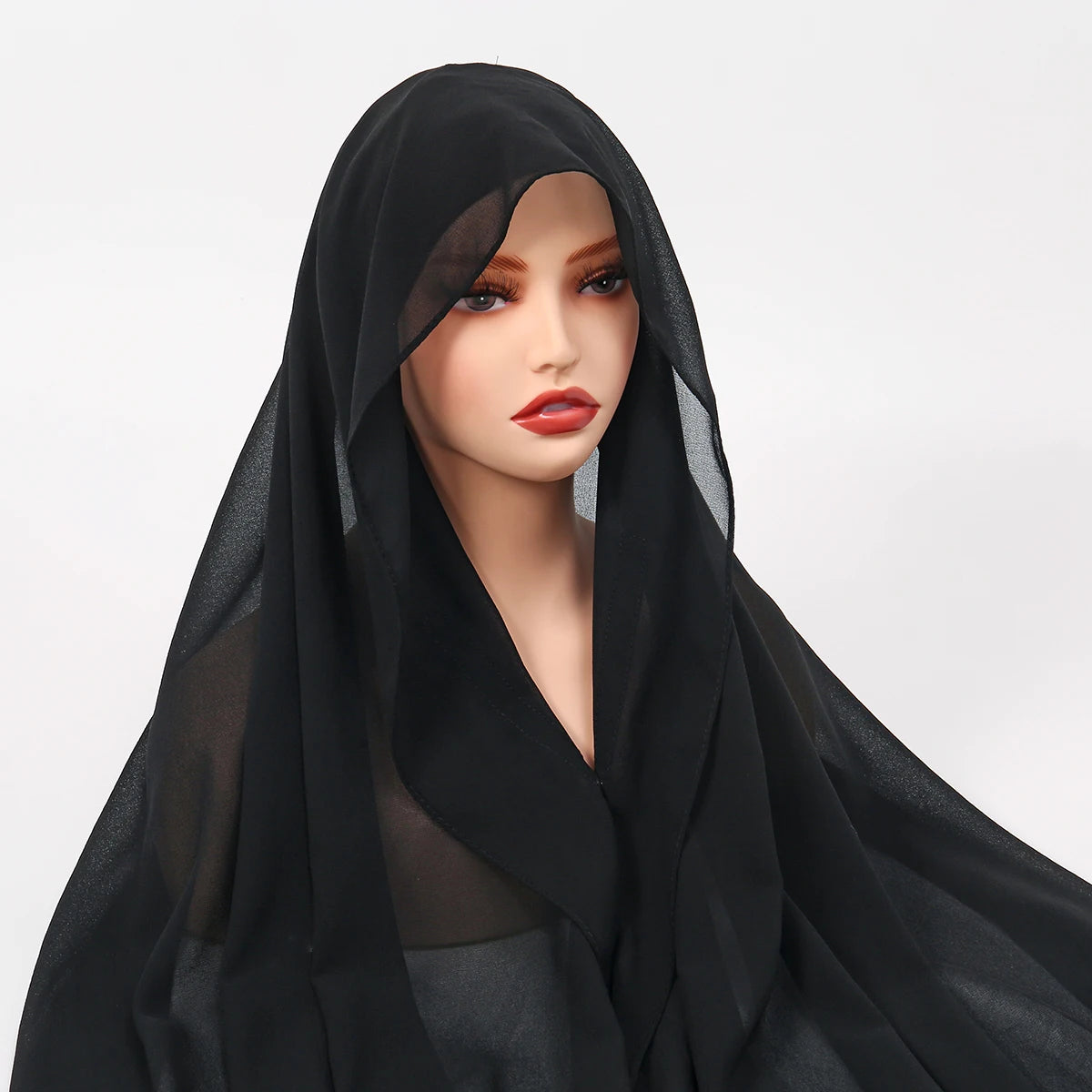 Hijab Instantané en Mousseline avec Aimants Intégrés – Facile à Porter