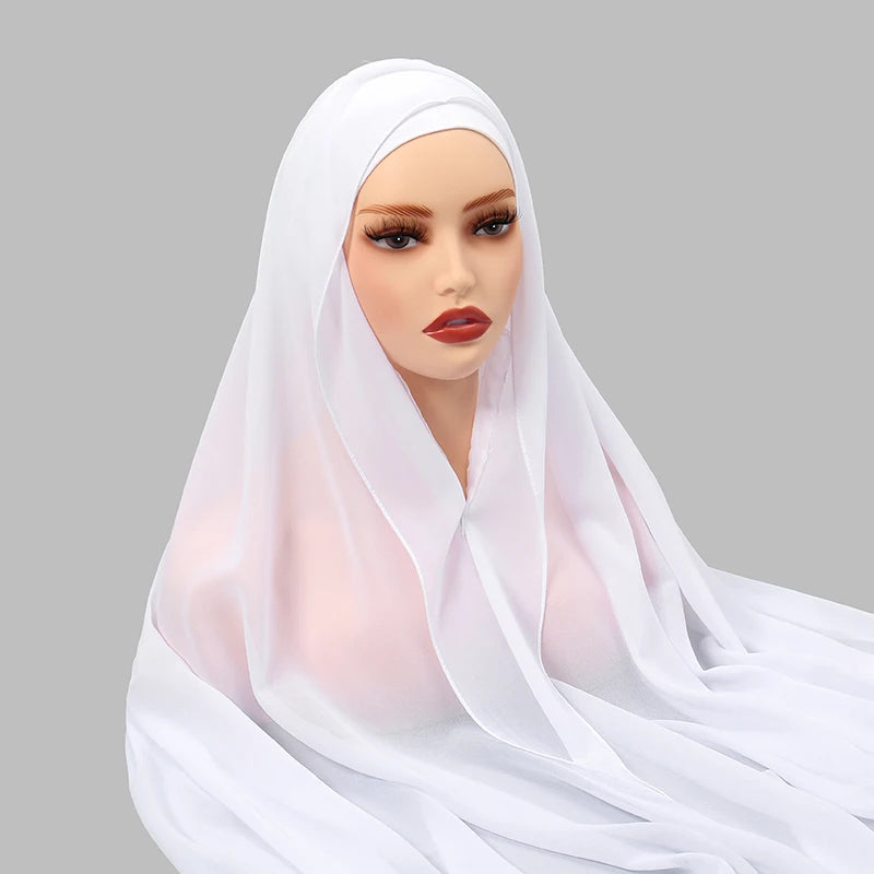 Hijab Instantané en Mousseline avec Aimants Intégrés – Facile à Porter