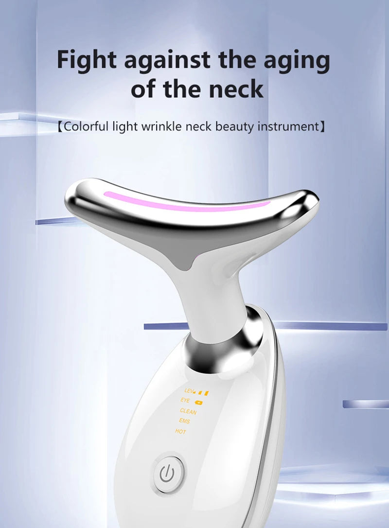 Appareil de beauté à LED 7 couleurs pour lifting du visage, rajeunissement de la peau du cou, masseur minceur, lifting, raffermissement, suppression des rides du visage