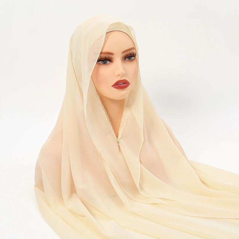 Hijab Instantané en Mousseline avec Aimants Intégrés – Facile à Porter