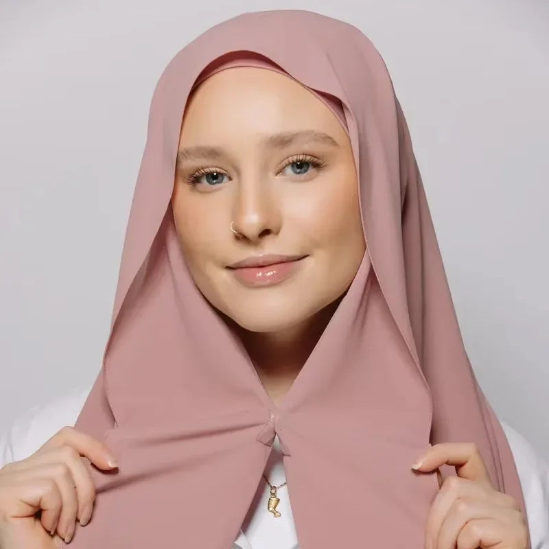 Hijab Instantané en Mousseline avec Aimants Intégrés – Facile à Porter