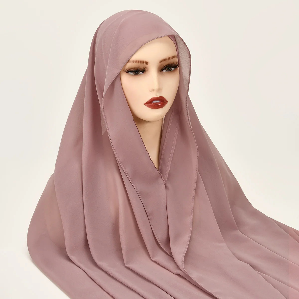 Hijab Instantané en Mousseline avec Aimants Intégrés – Facile à Porter