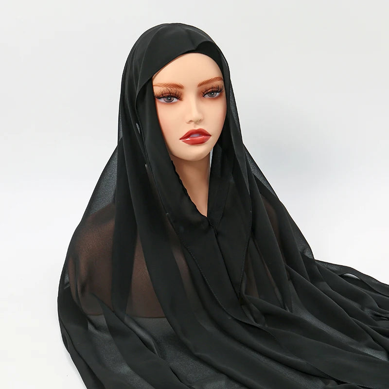 Hijab Instantané en Mousseline avec Aimants Intégrés – Facile à Porter