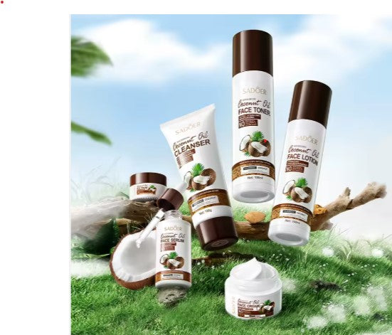 Kit de Soins Visage SADOER à l’Huile de Noix de Coco – 6 Pièces