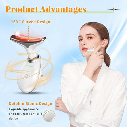 Appareil de beauté à LED 7 couleurs pour lifting du visage, rajeunissement de la peau du cou, masseur minceur, lifting, raffermissement, suppression des rides du visage
