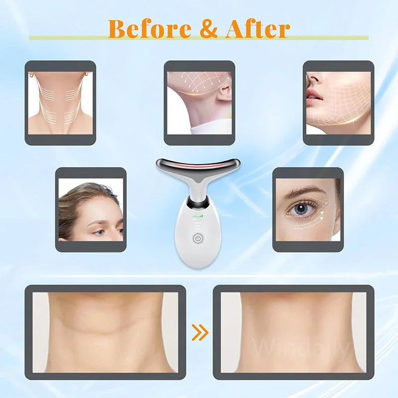 Appareil de beauté à LED 7 couleurs pour lifting du visage, rajeunissement de la peau du cou, masseur minceur, lifting, raffermissement, suppression des rides du visage