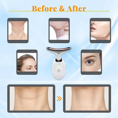 Appareil de beauté à LED 7 couleurs pour lifting du visage, rajeunissement de la peau du cou, masseur minceur, lifting, raffermissement, suppression des rides du visage