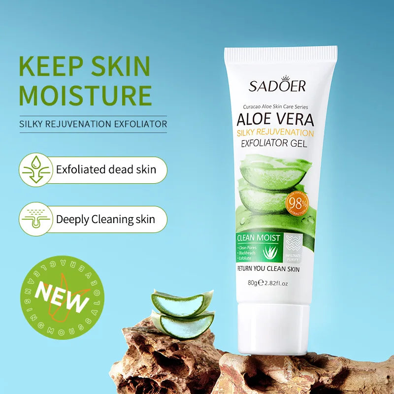 Gel exfoliant visage SADOER à l’Aloe Vera – Doux et purifiant, parfait pour les ados