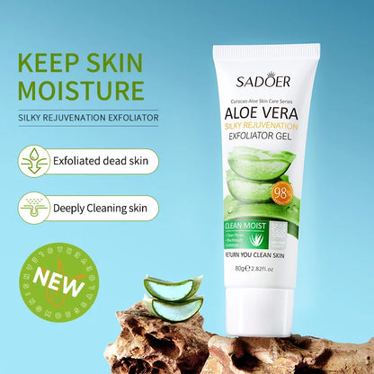 Gel exfoliant visage SADOER à l’Aloe Vera – Doux et purifiant, parfait pour les ados