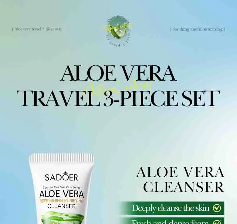 Ensemble de soins de la peau 3 pièces SADOER Aloe Vera