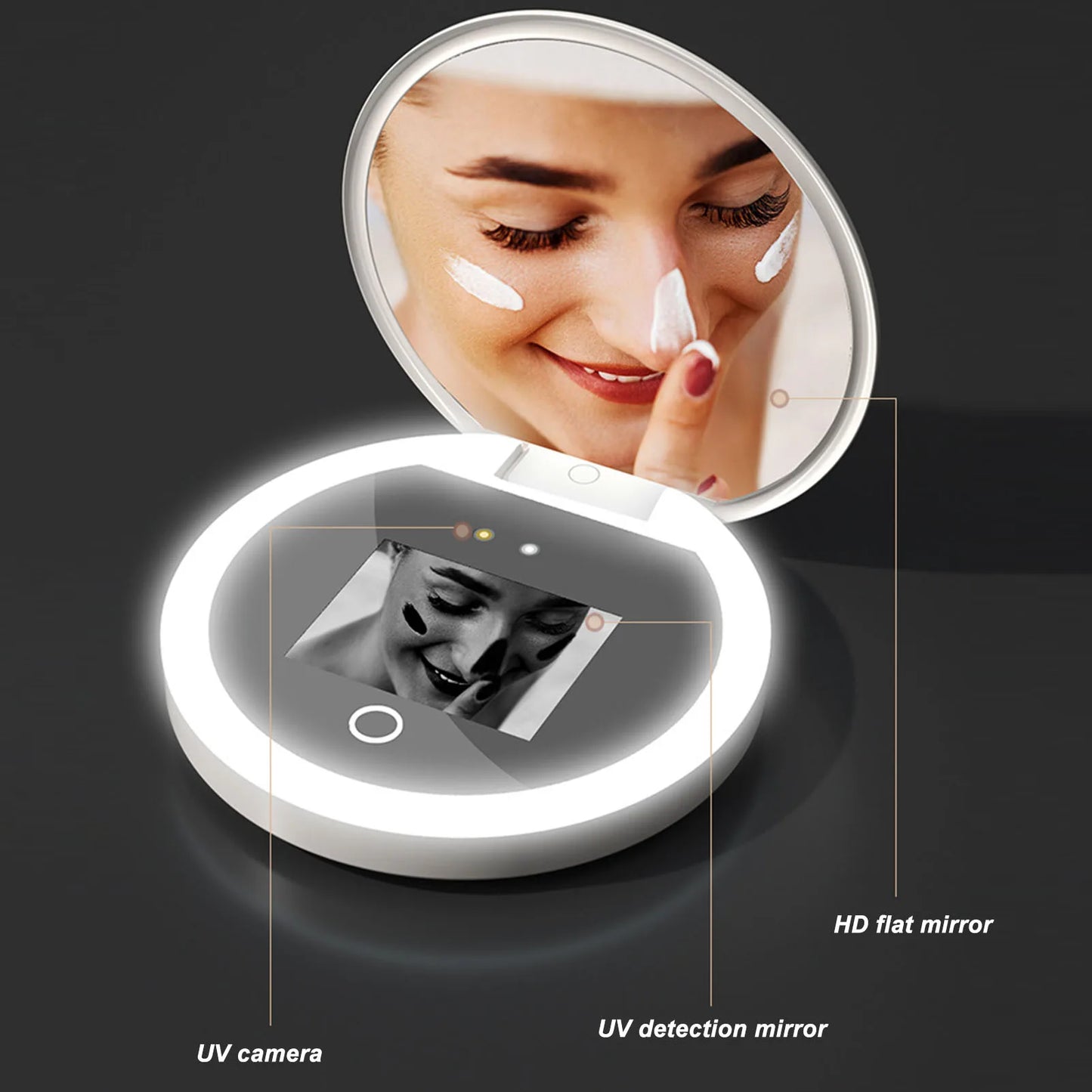 Miroir UV de Poche avec Caméra – Test Solaire & Maquillage (3,5")