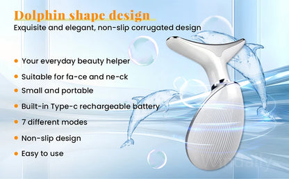 Appareil de beauté à LED 7 couleurs pour lifting du visage, rajeunissement de la peau du cou, masseur minceur, lifting, raffermissement, suppression des rides du visage