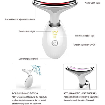 Appareil de beauté à LED 7 couleurs pour lifting du visage, rajeunissement de la peau du cou, masseur minceur, lifting, raffermissement, suppression des rides du visage
