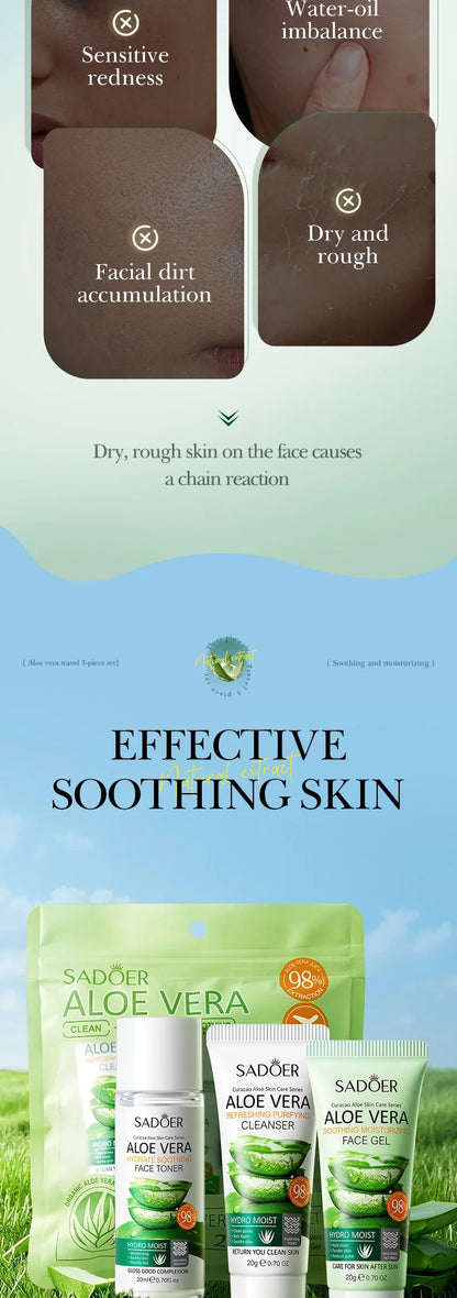 Ensemble de soins de la peau 3 pièces SADOER Aloe Vera