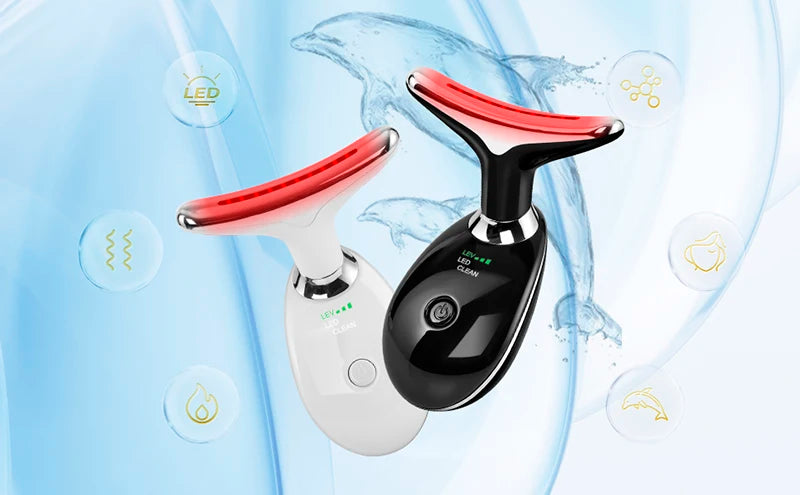 Appareil de beauté à LED 7 couleurs pour lifting du visage, rajeunissement de la peau du cou, masseur minceur, lifting, raffermissement, suppression des rides du visage