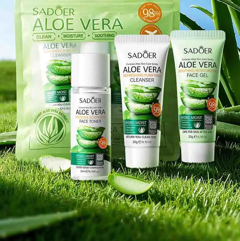 Ensemble de soins de la peau 3 pièces SADOER Aloe Vera