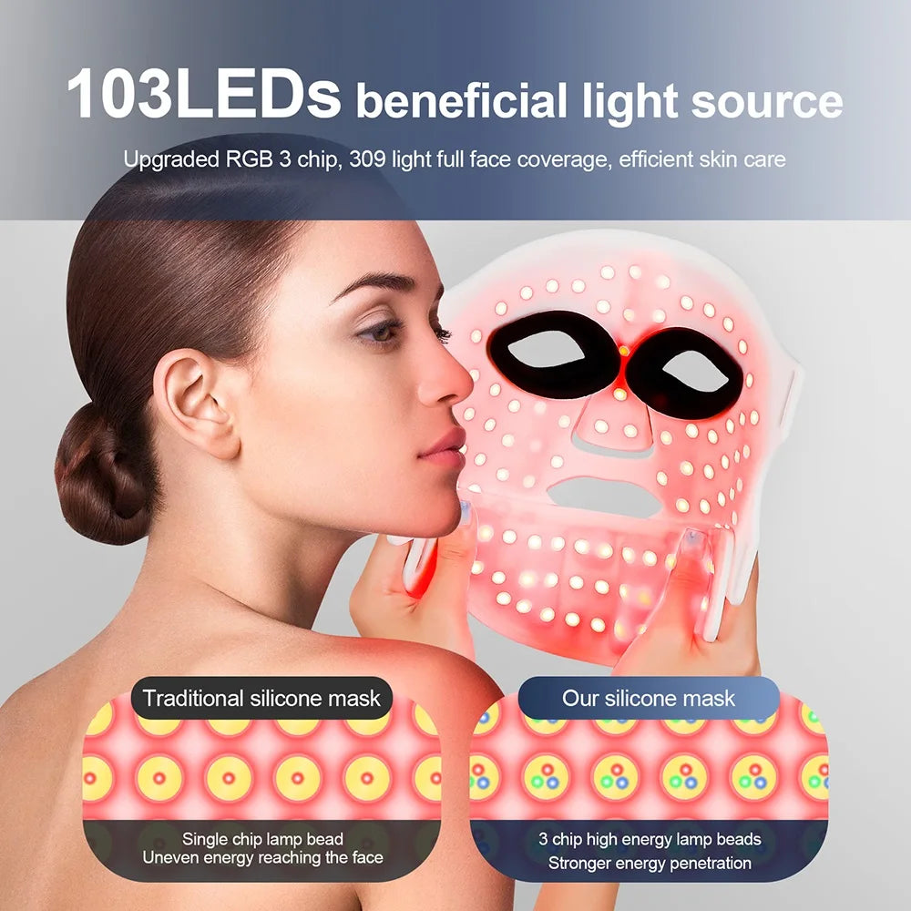 Masque LED en silicone Foreverlily pour le visage et le cou, 7 couleurs