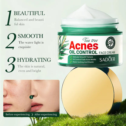 Crème visage SADOER au Tea Tree – Anti-acné & Contrôle de l’huile