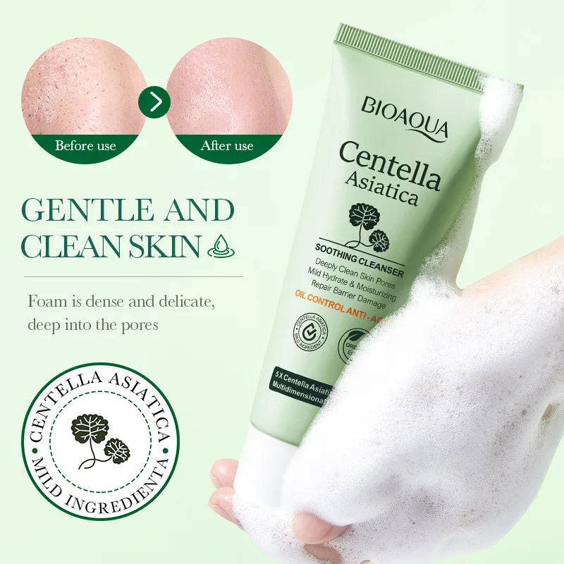 Nettoyant Visage BIOAQUA à la Centella Asiatica – Gel moussant hydratant & contrôle sébum