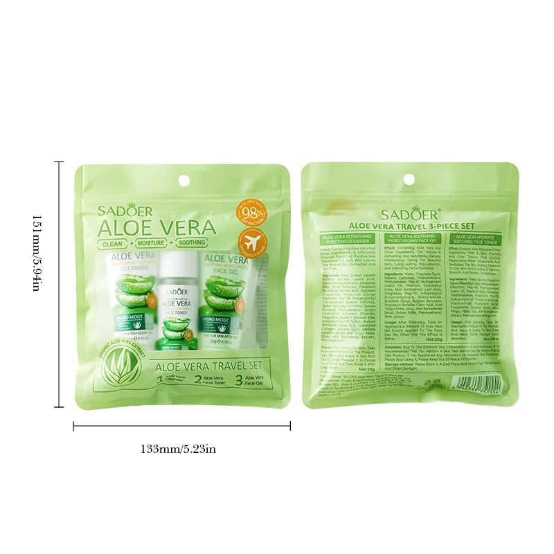 Ensemble de soins de la peau 3 pièces SADOER Aloe Vera