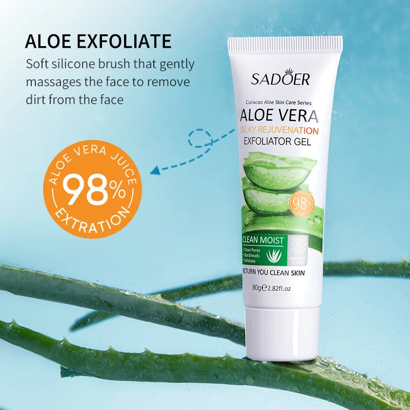 Gel exfoliant visage SADOER à l’Aloe Vera – Doux et purifiant, parfait pour les ados