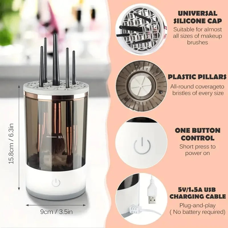 Nettoyeur de Pinceaux de Maquillage Électrique USB