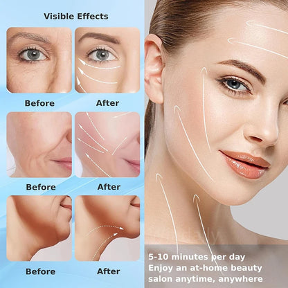 Appareil de beauté à LED 7 couleurs pour lifting du visage, rajeunissement de la peau du cou, masseur minceur, lifting, raffermissement, suppression des rides du visage