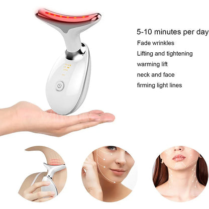 Appareil de beauté à LED 7 couleurs pour lifting du visage, rajeunissement de la peau du cou, masseur minceur, lifting, raffermissement, suppression des rides du visage