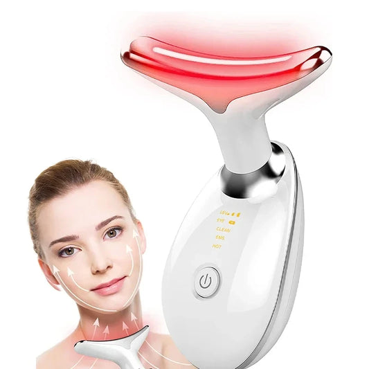 Appareil de beauté à LED 7 couleurs pour lifting du visage, rajeunissement de la peau du cou, masseur minceur, lifting, raffermissement, suppression des rides du visage