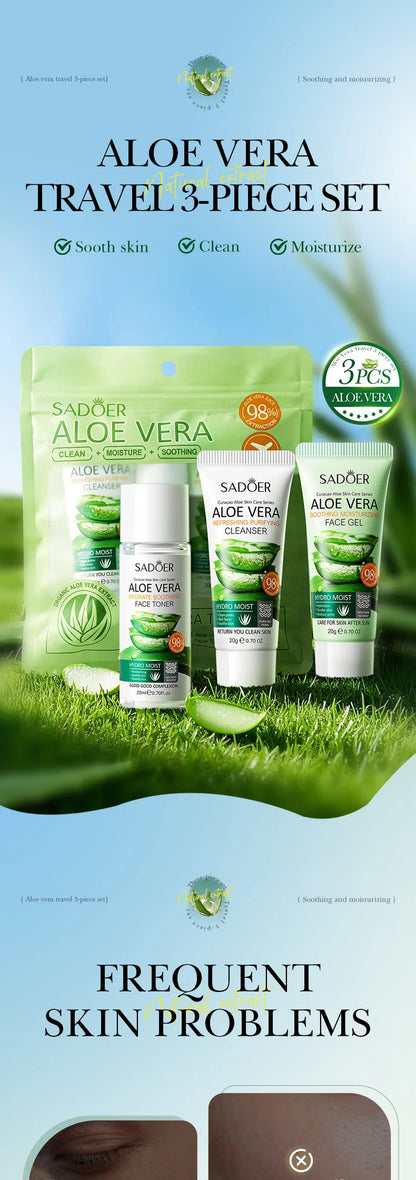 Ensemble de soins de la peau 3 pièces SADOER Aloe Vera