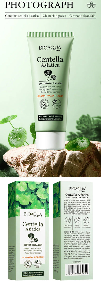 Nettoyant Visage BIOAQUA à la Centella Asiatica – Gel moussant hydratant & contrôle sébum