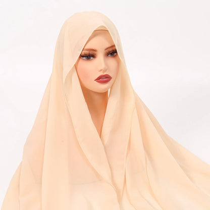 Hijab Instantané en Mousseline avec Aimants Intégrés – Facile à Porter