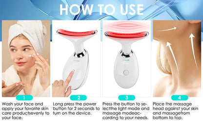 Appareil de beauté à LED 7 couleurs pour lifting du visage, rajeunissement de la peau du cou, masseur minceur, lifting, raffermissement, suppression des rides du visage