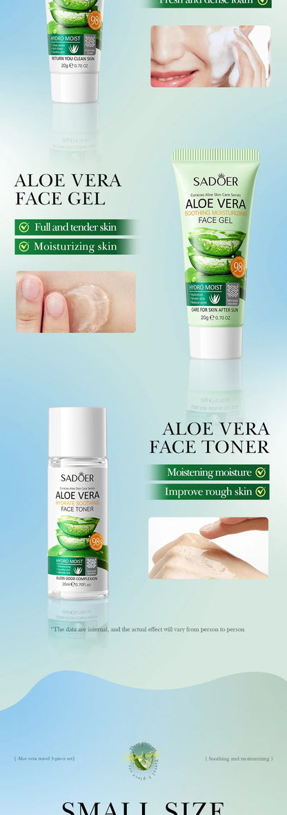 Ensemble de soins de la peau 3 pièces SADOER Aloe Vera