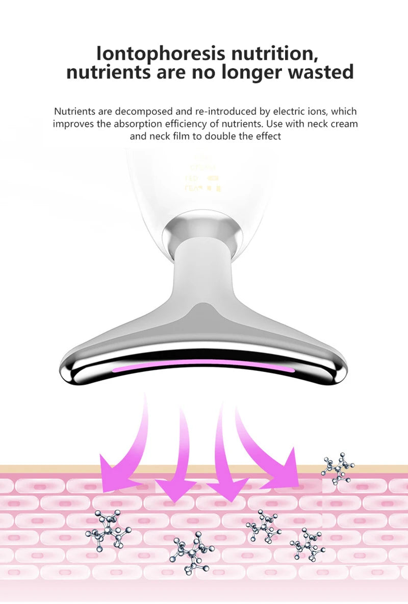 Appareil de beauté à LED 7 couleurs pour lifting du visage, rajeunissement de la peau du cou, masseur minceur, lifting, raffermissement, suppression des rides du visage