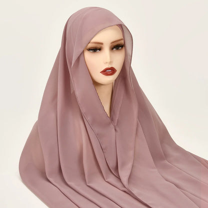 Hijab Instantané en Mousseline avec Aimants Intégrés – Facile à Porter