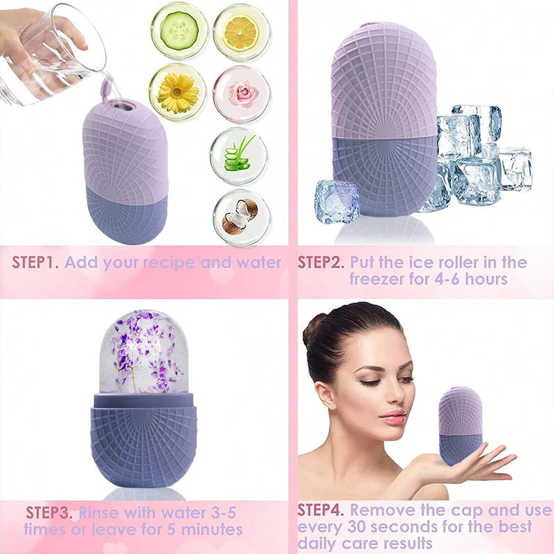 Rouleau Facio‑Oculaire Ice Roller – Silicone Réutilisable (1 pièce)