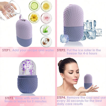Rouleau Facio‑Oculaire Ice Roller – Silicone Réutilisable (1 pièce)