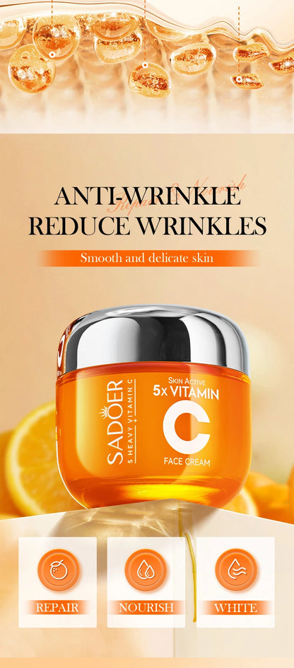 Crème Visage SADOER à la Vitamine C – Éclat & Hydratation pour les adolescentes