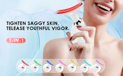 Appareil de beauté à LED 7 couleurs pour lifting du visage, rajeunissement de la peau du cou, masseur minceur, lifting, raffermissement, suppression des rides du visage