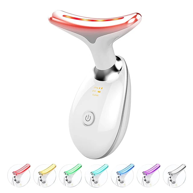 Appareil de beauté à LED 7 couleurs pour lifting du visage, rajeunissement de la peau du cou, masseur minceur, lifting, raffermissement, suppression des rides du visage