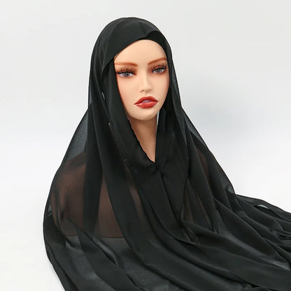 Hijab Instantané en Mousseline avec Aimants Intégrés – Facile à Porter