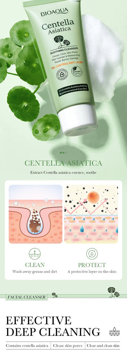 Nettoyant Visage BIOAQUA à la Centella Asiatica – Gel moussant hydratant & contrôle sébum