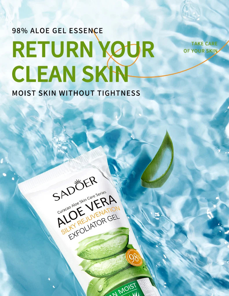 Gel exfoliant visage SADOER à l’Aloe Vera – Doux et purifiant, parfait pour les ados