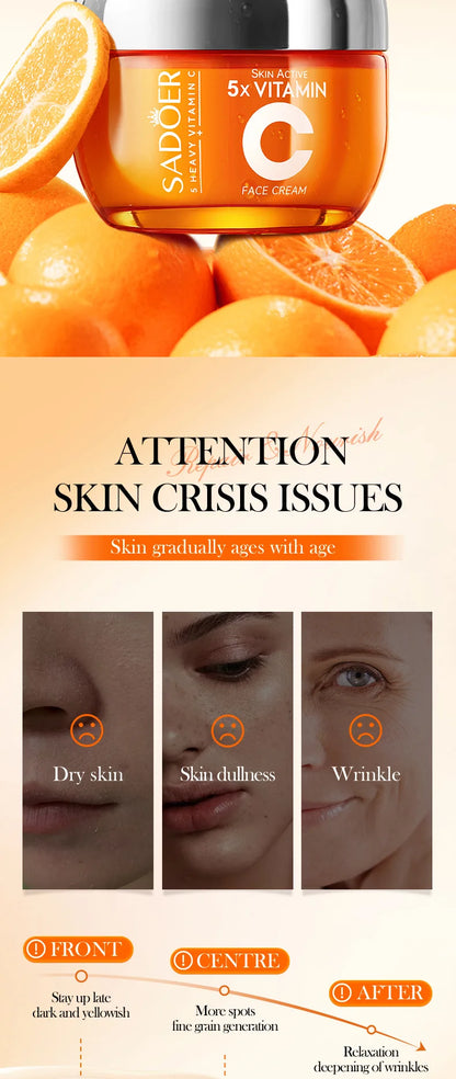 Crème Visage SADOER à la Vitamine C – Éclat & Hydratation pour les adolescentes